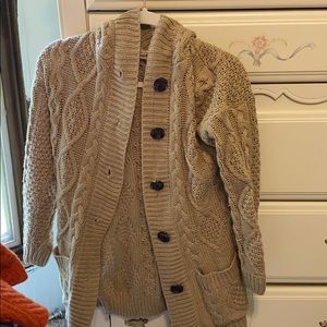 Tan cardigan with hood